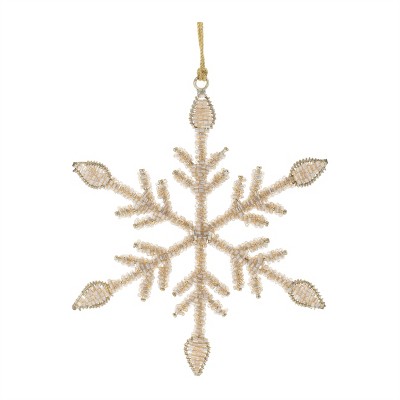 Beaded Metal Snowflake Ornament (Set of 12)