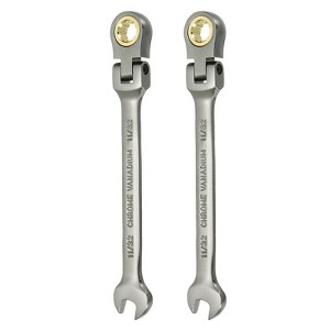 Unique Bargains Chrome Vanadium Steel SAE Box End 72 Teeth Ratchet Combination Wrenches 2 Pcs - 1 of 4