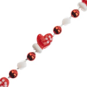 Crystal Lane DIY 7" Lampwork Glass Designer Holiday Christmas Bead Strand Craft Embellishment Mittens Red - 1 of 4