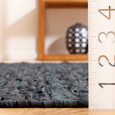 Handmade Light Grey and Black Cowhide Area Rug with Fringe