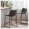Set of 2 Counter Height Bar Stools, 24-Inch Armless Industrial Faux Leather Chairs with Metal Frame and Footrest for Bar or Kitchen Island–Tanpinhause - 2 of 4