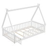 CAVINAS Twin Size Wood Montessori Bed with Safety Guardrails,Modern Tent-Shaped Floor Bed with Slats and Door,Toddler Bed for Bedroom - 4 of 4