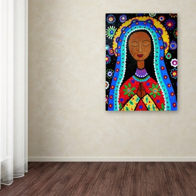 Colorful Floral Our Lady of Guadalupe Canvas Art 14'' x 19''