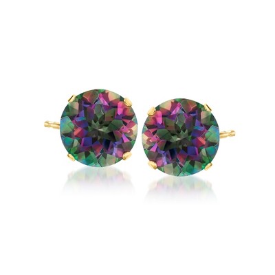 Ross-Simons 8.50 ct. t.w. Mystic Topaz Stud Earrings in 14kt Yellow Gold