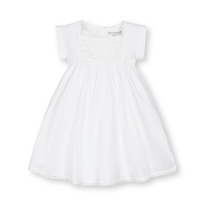 Hope & Henry Girls'  Sleeveless Crochet Detail Empire Waist Seersucker Dress, Kids - 1 of 4