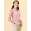 Allegra K Women's Button Down Sheer Sleeve Point Collar Work Tops - 3 of 4