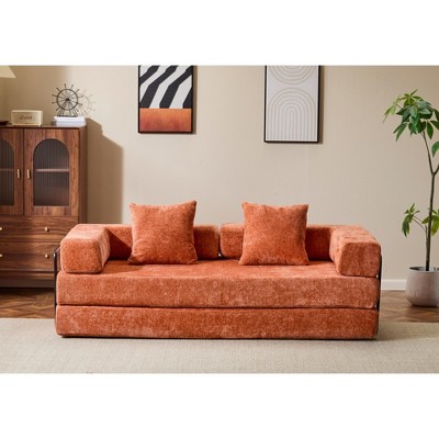COMHOMA Floor Couch, Compression Sofa, Convertible Floor Sofa Bed with Pillow Back Support Armrest, for Living Room, Bedroom