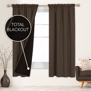 Deconovo ModernLuxury BlackOut RodCurtains For LivingRoom or BedRoom，Easy Clean,2Panels - 1 of 4