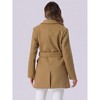 INSPIRE CHIC Women's Notch Lapel Double Breasted Belted Mid Long Outwear Winter Coat - 4 of 4