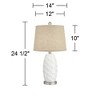 360 Lighting Modern Coastal Table Lamps 24 1/2" High Set of 2 White Ceramic LED Burlap Drum Shade for Bedroom Living Room House Bedside Nightstand - 4 of 4