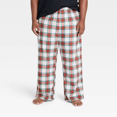 Men's Holiday Tartan Plaid Fleece Matching Family Pajama Pants - Wondershop™ Cream