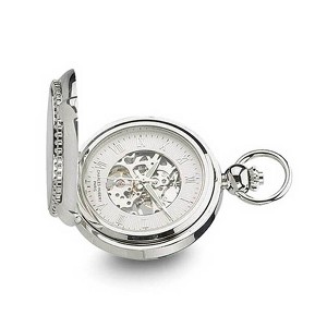 Black Bow Jewelry Charles Hubert Chrome Finish Brass 2-Photo Insert Pocket Watch 48mm - 1 of 4