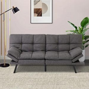 Vipbear 71-inch leather sofa, with adjustable backrest and armrests, multiple mode switching, fashionable sofa, suitable for small-sized apartments - 1 of 4