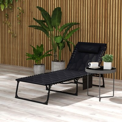 NicBex Folding Chaise Lounge Set of 2 with Padded Seat, Patio Lounge Chair with 5-Level Reclining Back, Side Pocket & Headrest for Yard