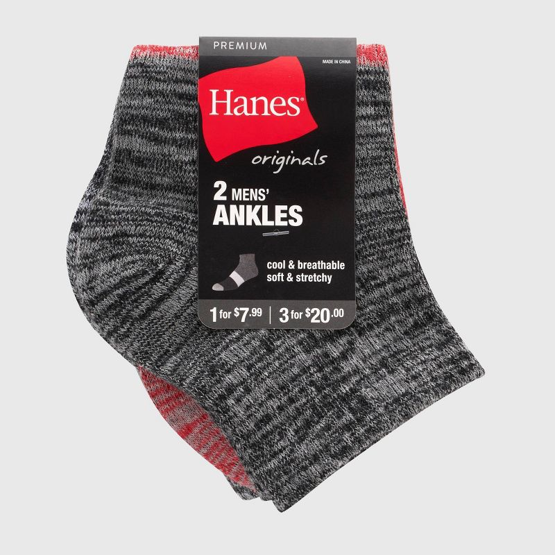 Hanes Originals Premium Men's Free Feed Ankle Socks 2pk - 6-12, 3 of 4