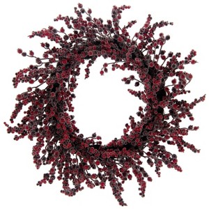 Vickerman 28" Winter Icy Red and Burgundy Berry Wreath - 1 of 4