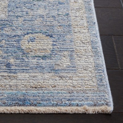 Gray and Turquoise Hand-knotted Wool and Viscose Area Rug 4' x 6'