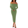Women's 2025 Fall Off-Shoulder Bodycon Sweater Dress - Elegant Long Sleeve Midi/Maxi Dress for Club, Party & Formal Occasions Green - 2 of 4