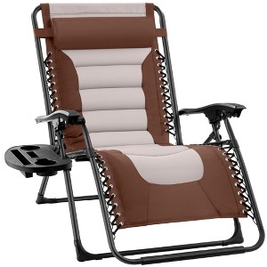 Best Choice Products Oversized Padded Zero Gravity Chair, Folding Outdoor Patio Recliner w/ Side Tray - 1 of 4