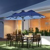 Double-sided Patio Umbrella, 9.7' Outdoor Umbrella with Tilt and Crank, LED Solar Light and 12 Ribs - 2 of 4