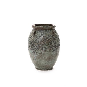LuxenHome Antiqued Terracotta Jar Vase, Rustic 14.17-Inch Green & Brown Flower Holder - 1 of 4