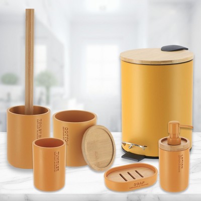 Evideco French Home Goods Bathroom Accessories with Natural Accents, Modern 6-piece Set