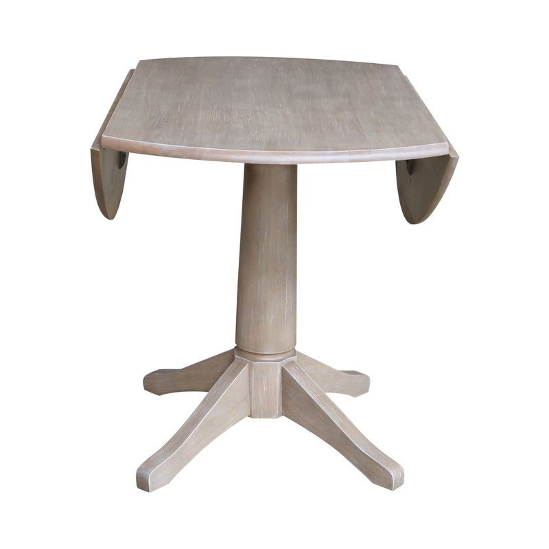 Alexandra Round Dual Drop Leaf Pedestal Table Washed Gray Taupe - International Concepts, 6 of 10