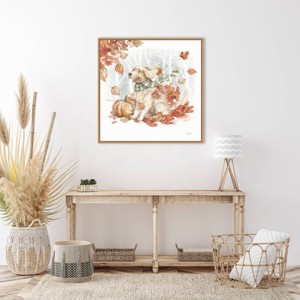 Amanti Art 30"x30" Autumn Dogs II by Mary Urban Framed Canvas Wall Art Print - 1 of 4