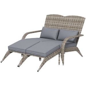 Aghana Digitals 2-Person PE Rattan Adirondack Chair with Removable Cushions, Footrests, High Back & - 1 of 4