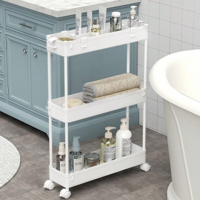 YONWAY Storage Cart, Rolling Utility Organizer Cart, Mobile Shelving Unit Slide Out Storage Shelves for Kitchen, Living Room and Bathroom