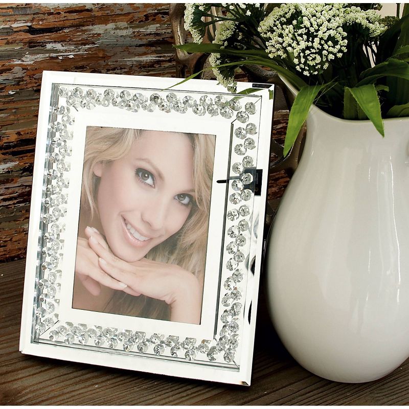 5&#34; x 7&#34; Glass Mirrored Photo Frame with floating Crystals Silver - Olivia &#38; May, 3 of 5