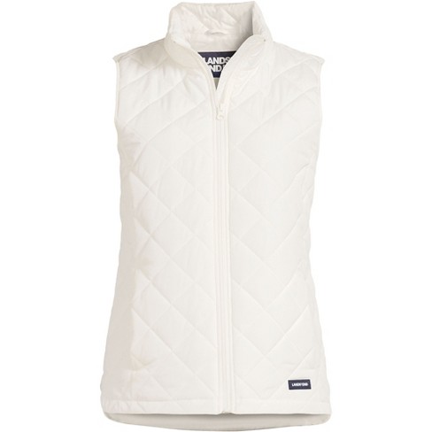 Seta T Women's High Stand Collar Lightweight Zip Puffer Crop Padded Vest  White X-Large