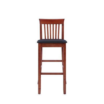 Classic Dark Cherry & Black Faux Leather 31" Craftsman Barstool