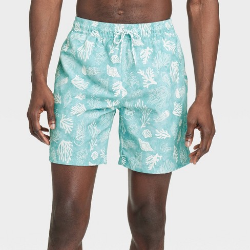 Men's 7 E-Waist Floral Print Swim Shorts - Goodfellow & Co™ Green XS