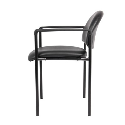 Contemporary Black Caressoft Stacking Chair with Metal Frame