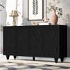 Bella Depot 59.6" Wooden Sideboard Cabinet with Embossed Curved Doors - 2 of 4