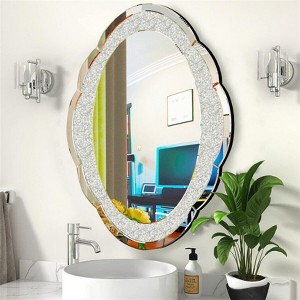 31.5x23.6in Sparkly Crystal Crushed Diamond Wall Mirror Oval Accent Mirror Bathroom Hallway - 1 of 4