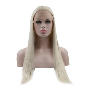 Unique Bargains Women Long Straight Synthetic Fibre Hair Lace Front Wigs with Wig Cap 24" 1PC - 1 of 4