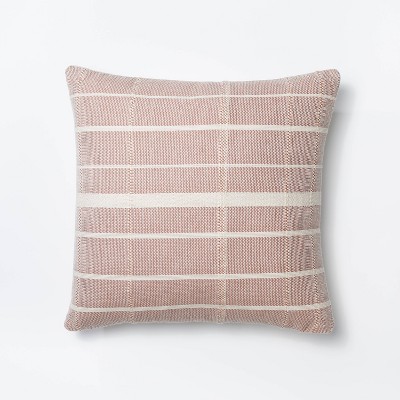 Woven Striped Square Throw Pillow Mauve cream Threshold