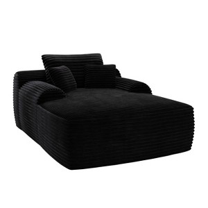 Dexmalle Soft Corduroy Black Oversized Upholstered Sleeper Sofa Bed - 1 of 4