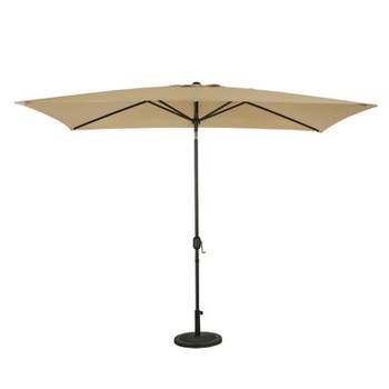 10' x 6.5' Rectangular Bimini Market Patio Umbrella Champagne - Island Umbrella