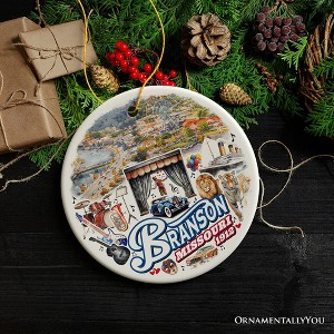 Culturally Vibrant Branson City Ceramic Ornament, Missouri Souvenir and Christmas Tree Decor| OrnamentallyYou - 1 of 4