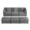 112.6" Modern Corduroy Sectional Sofa with 3 Ottomans & Storage Pockets - Modular U-Shaped Couch for Living Room - 4 of 4