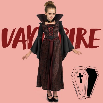 Joyfy Halloween Costume Royal Vampire Set for Girls Halloween Dress Up Party, Carnival Cosplay