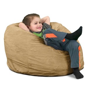 Ultimate Sack Kids Bean Bag Chair, Oversized Comfortable Indoor Floor Lounger, Giant Foam-Filled Furniture for Relaxing, Camel Suede - 1 of 4