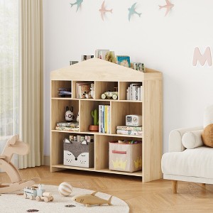 COZONY  41" Toy Storage Organizer, 9-Cubby Wooden Kids Bookshelf & Bookcase, Sturdy Toy Shelf Cabinet for Playroom, Nursery, Kids Room - 1 of 4