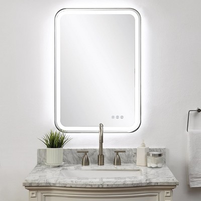 Silver Rectangular LED Lighted Vanity Mirror