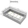AZL1 Life Concept Beds Montessori Twin Floor Bed with Secure Fencing, Safe and Versatile Wooden Sleep Space for Children, Grey, 78.19"*41.77"*21.46" - 3 of 4