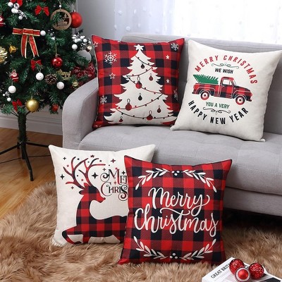 Christmas Throw Pillows Christmas Pillow Covers Christmas Pillows Home  Decorative Christmas Throw Pillow Covers 18 x 18 Set of 4 Cotton Linen