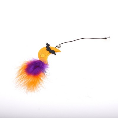 Unique Bargains Moon Pattern Cat Playing Rod Replacement Yellow Orange 1 Pc